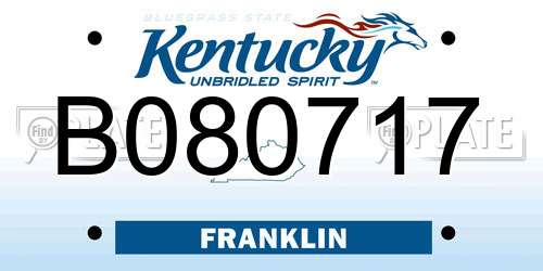 B080717 Kentucky License Plate