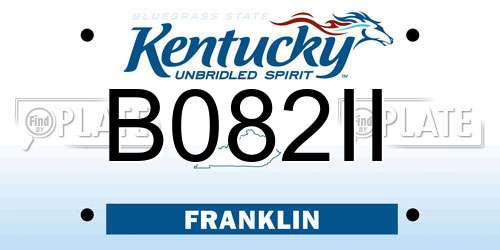 B082II Kentucky License Plate
