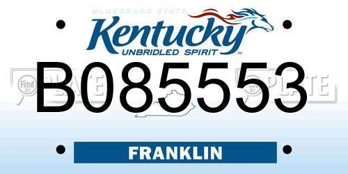 B085553 Kentucky License Plate