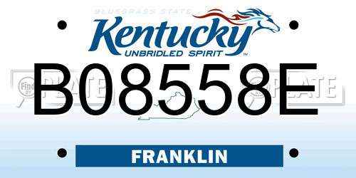 B08558E Kentucky License Plate