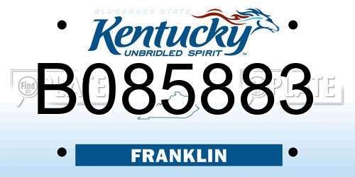 B085883 Kentucky License Plate
