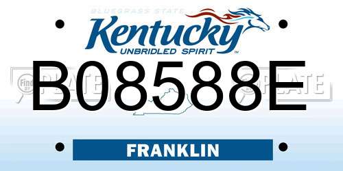 B08588E Kentucky License Plate
