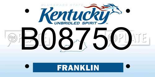 B0875O Kentucky License Plate
