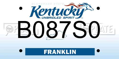 B087S0 Kentucky License Plate
