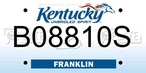 B08810S Kentucky License Plate