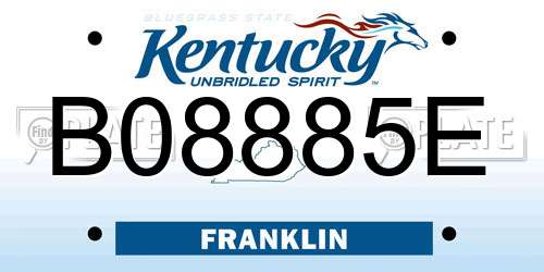B08885E Kentucky License Plate