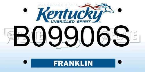 B09906S Kentucky License Plate
