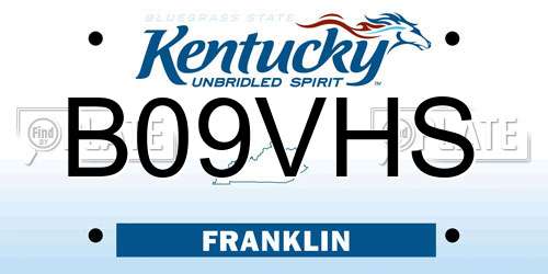 B09VHS Kentucky License Plate