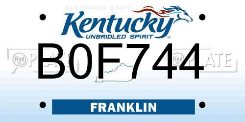 B0F744 Kentucky License Plate