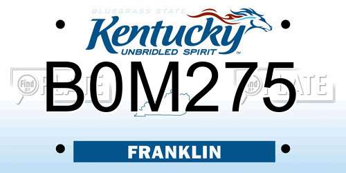 B0M275 Kentucky License Plate