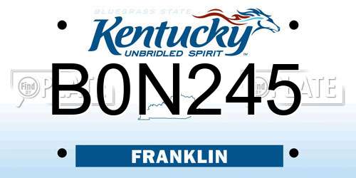 B0N245 Kentucky License Plate