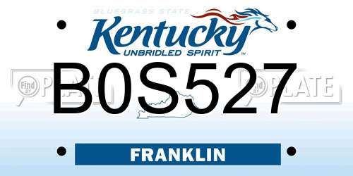 B0S527 Kentucky License Plate