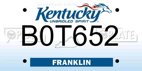 B0T652 Kentucky License Plate