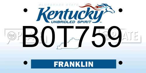 B0T759 Kentucky License Plate