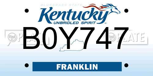 B0Y747 Kentucky License Plate