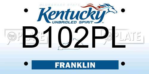 B102PL Kentucky License Plate