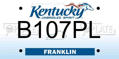B107PL Kentucky License Plate