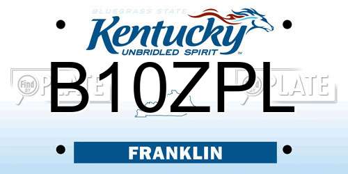 B10ZPL Kentucky License Plate