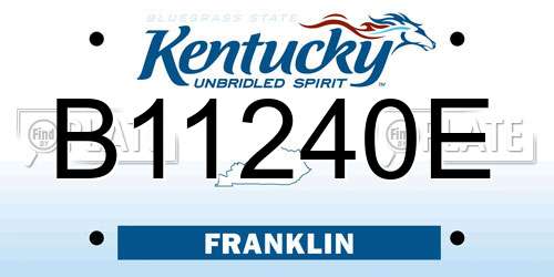 B11240E Kentucky License Plate