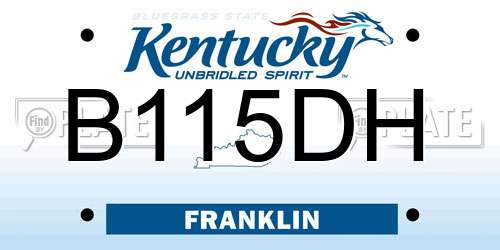 B115DH Kentucky License Plate