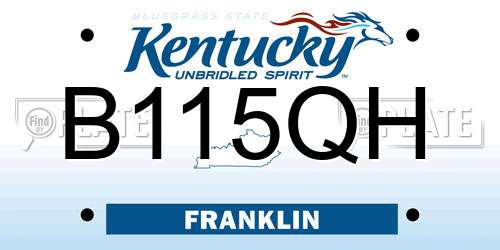 B115QH Kentucky License Plate