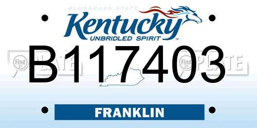 B117403 Kentucky License Plate