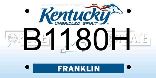 B1180H Kentucky License Plate
