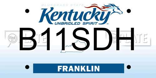 B11SDH Kentucky License Plate
