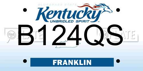 B124QS Kentucky License Plate