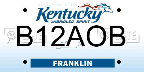 B12AOB Kentucky License Plate