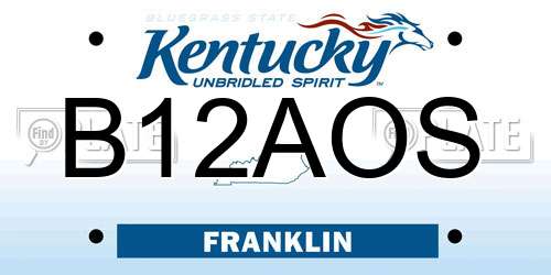 B12AOS Kentucky License Plate