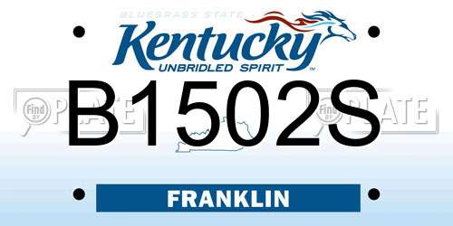 B1502S Kentucky License Plate
