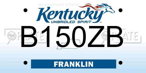 B150ZB Kentucky License Plate