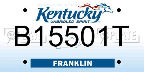 B15501T Kentucky License Plate
