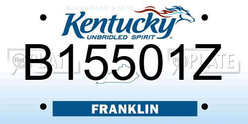 B15501Z Kentucky License Plate