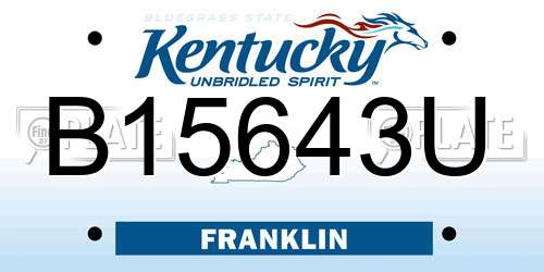 B15643U Kentucky License Plate