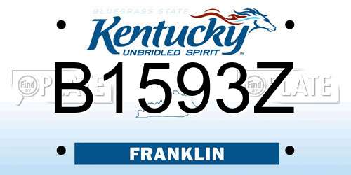 B1593Z Kentucky License Plate