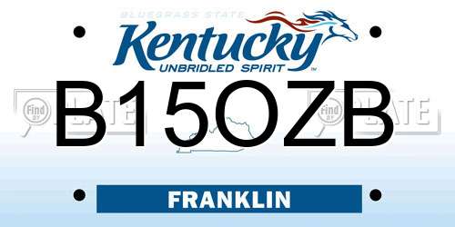 B15OZB Kentucky License Plate