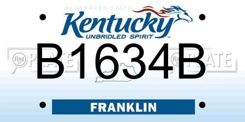 B1634B Kentucky License Plate