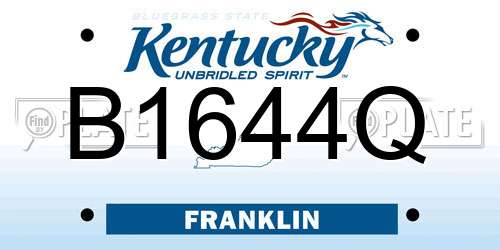 B1644Q Kentucky License Plate