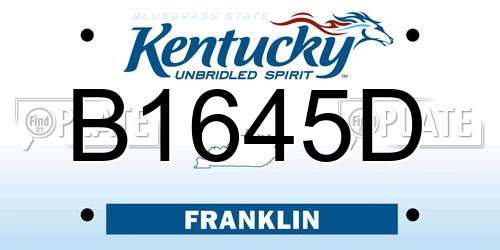 B1645D Kentucky License Plate