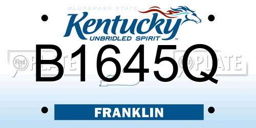 B1645Q Kentucky License Plate