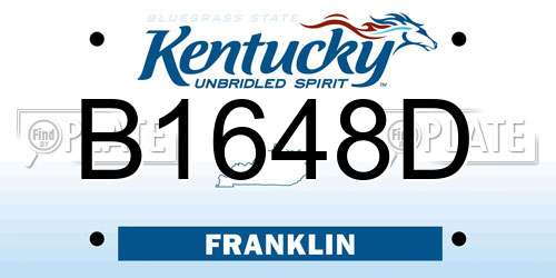 B1648D Kentucky License Plate