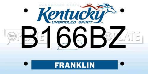 B166BZ Kentucky License Plate