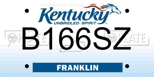 B166SZ Kentucky License Plate