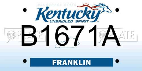 B1671A Kentucky License Plate