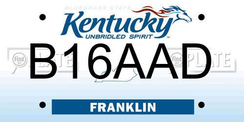 B16AAD Kentucky License Plate