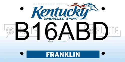 B16ABD Kentucky License Plate