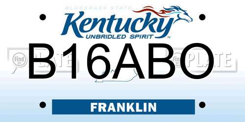 B16ABO Kentucky License Plate