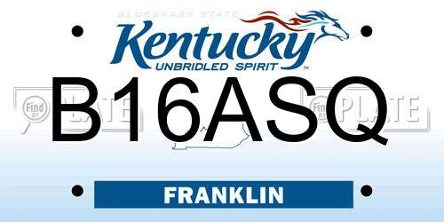 B16ASQ Kentucky License Plate